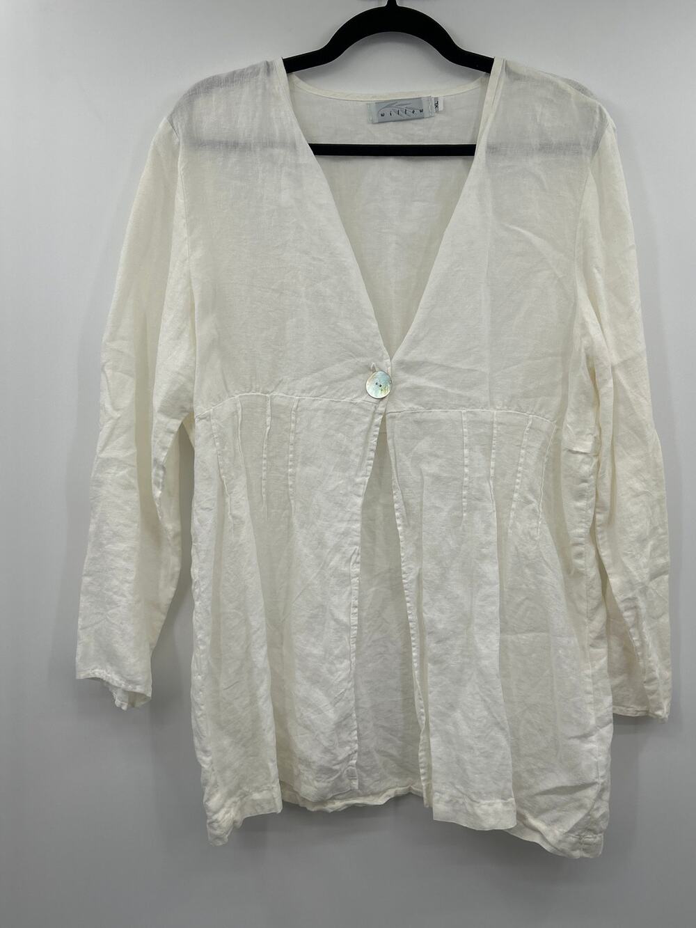 Willow XL 100% Linen Jacket Cardigan Made in USA Boho Coastal A-Line Lagenlook